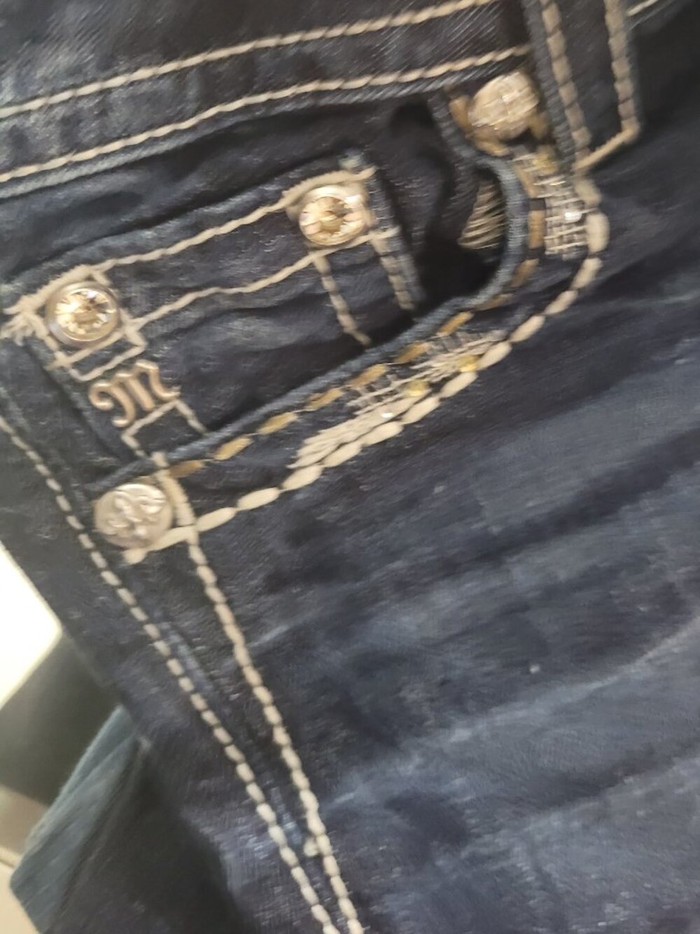 Miss Me Rhinestones Jeans**Mid Rise**Easy Boot** - Picture 9 of 11
